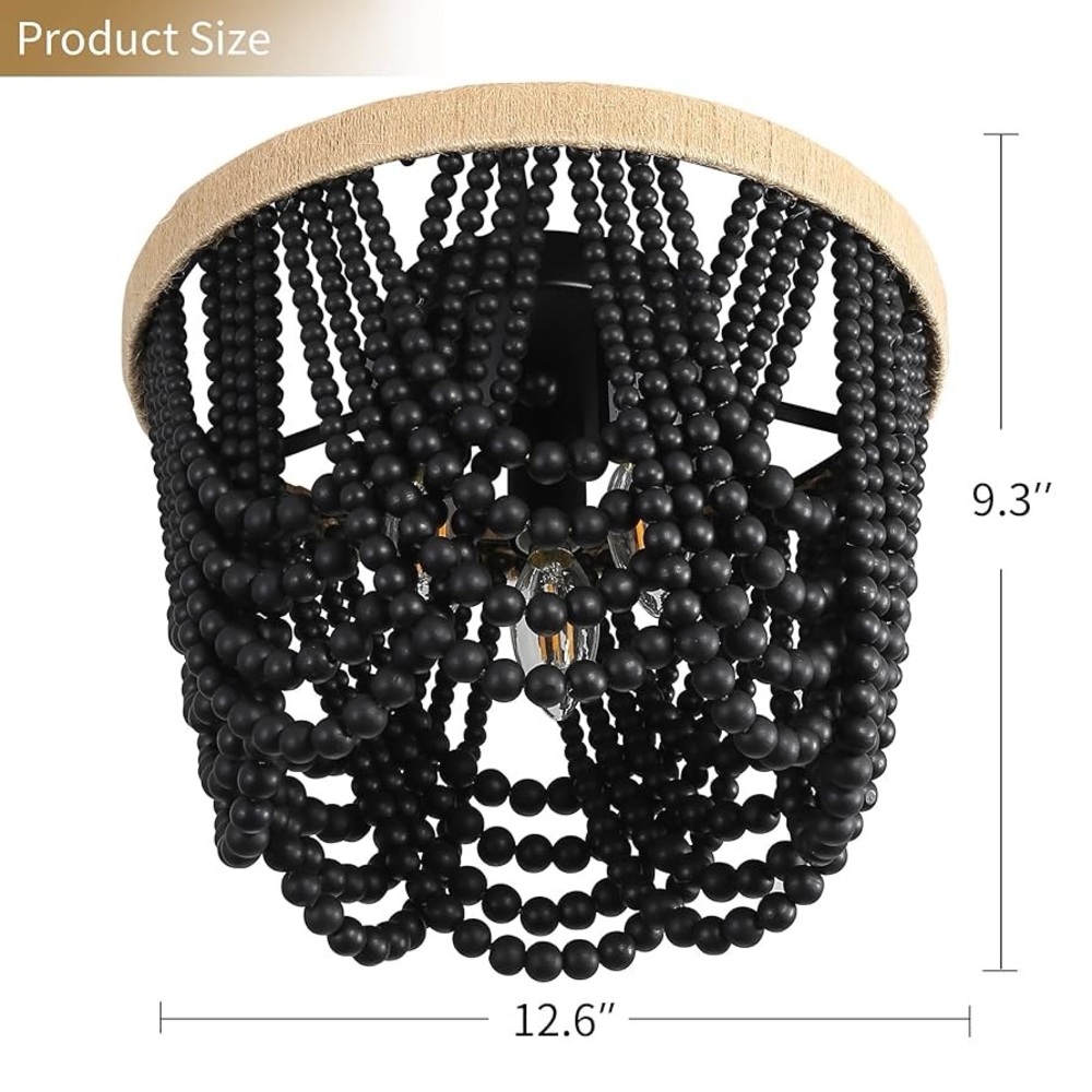 Lighting Bohemian Chandelier Handmade Beaded Chandelier Vintage Hemp Rope Woven - Picture 2 of 8